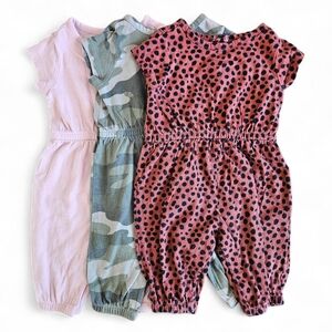 Old Navy Baby Girls Romper Lot 3 Pieces Pink Camo Leopard 0-3 Months